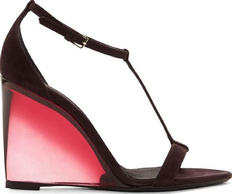 burberry prorsum aubergine suede leyburn wedge sandals|Shoes .